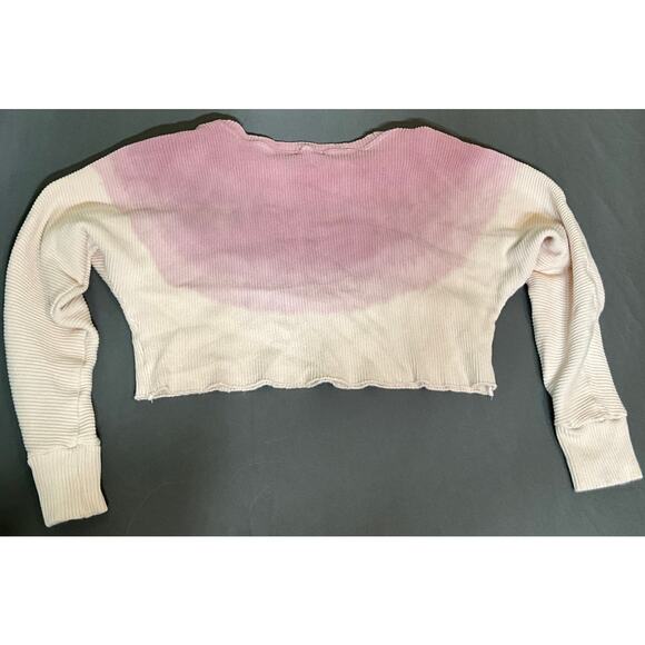 Altar’d State Size Small Knit Long Sleeve Crew Neck Scoop Ombré Pink Crop Top - Picture 2 of 6